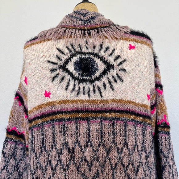 Anthropologie Pilcro "Evil Eye" Oversized Open Cardigan, size extra small - Picture 7 of 13